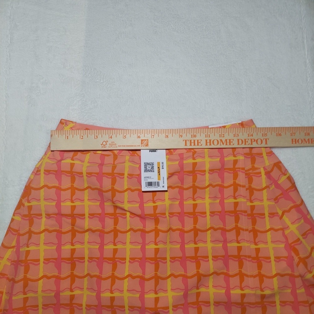 Puma Wrap Skirt Womens Size Small Pink Orange Plaid New Puma x Dazey 629989 01 - Picture 5 of 11